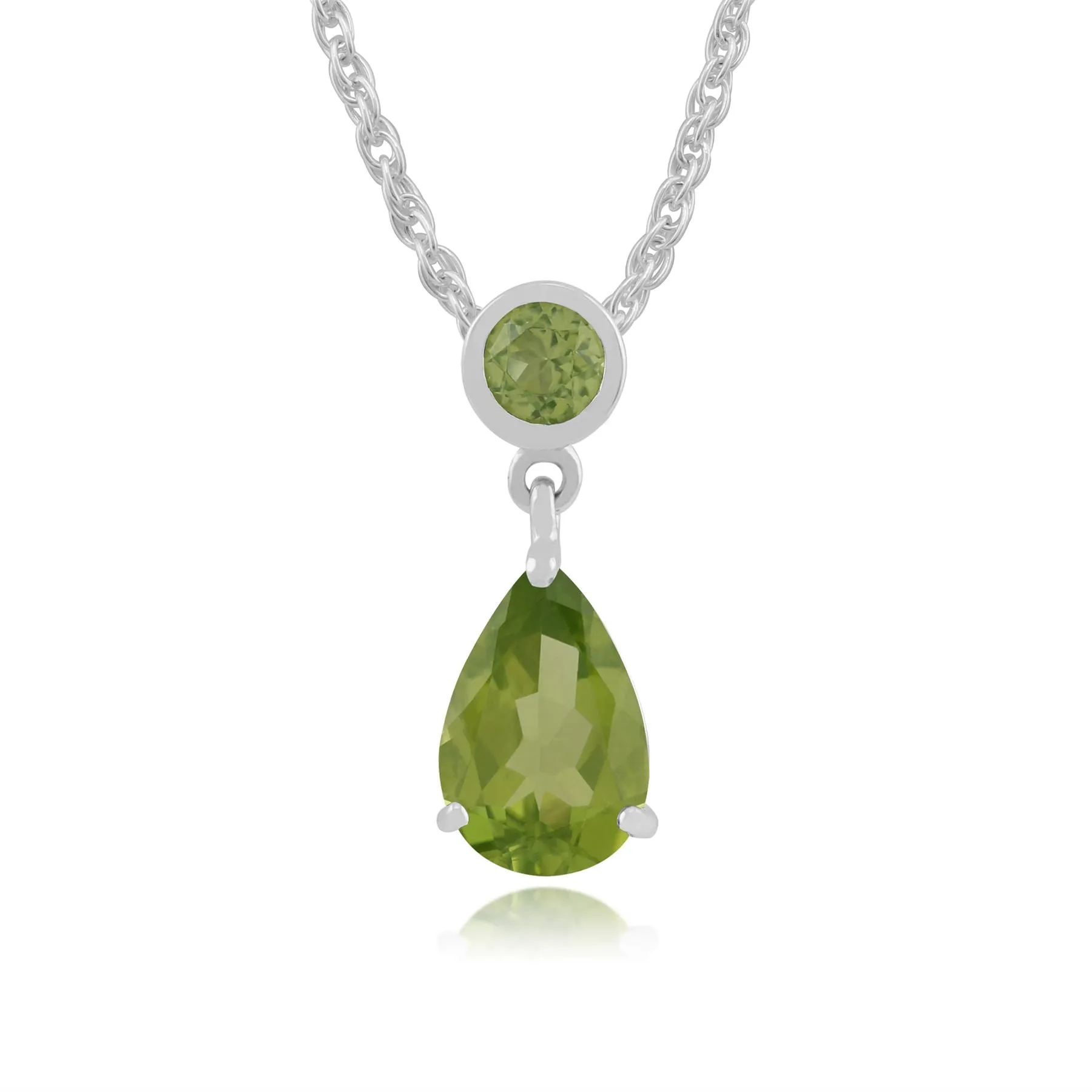 Peridot Halskette, 9 Karat Weiss Gold 1.45ct ct Peridot Anhänger auf 45cm Kette