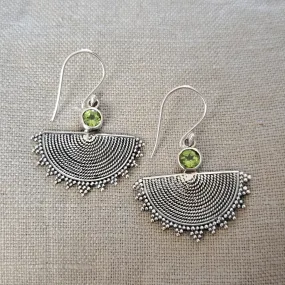 Peridot Mandala .925 Sterling Silver Drop Earrings