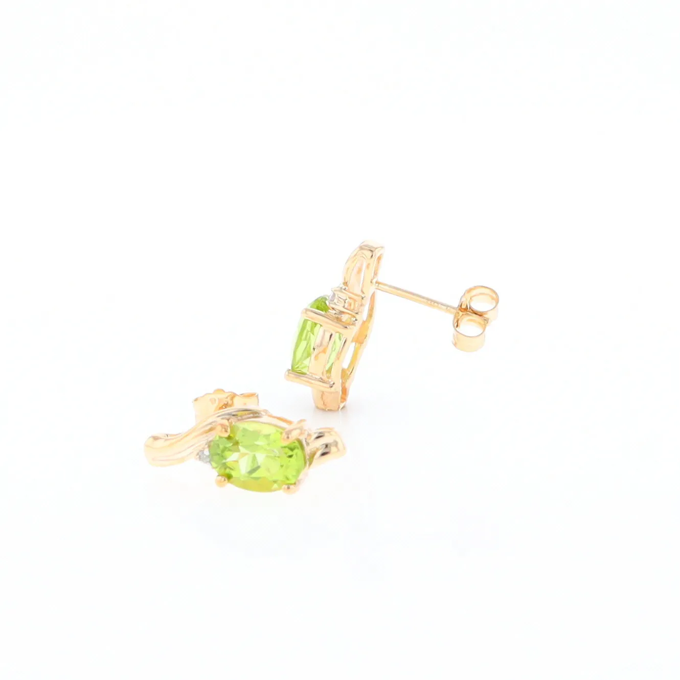 Peridot Ribbon Stud Earrings