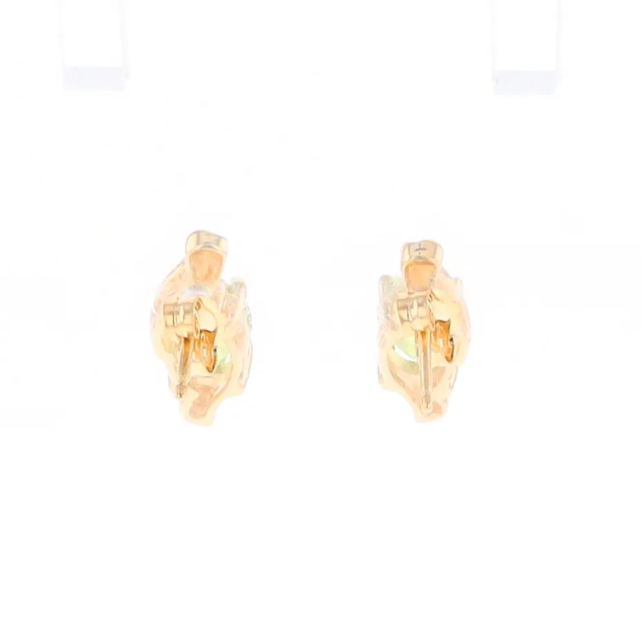 Peridot Ribbon Stud Earrings