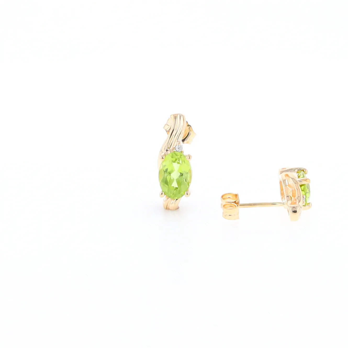 Peridot Ribbon Stud Earrings