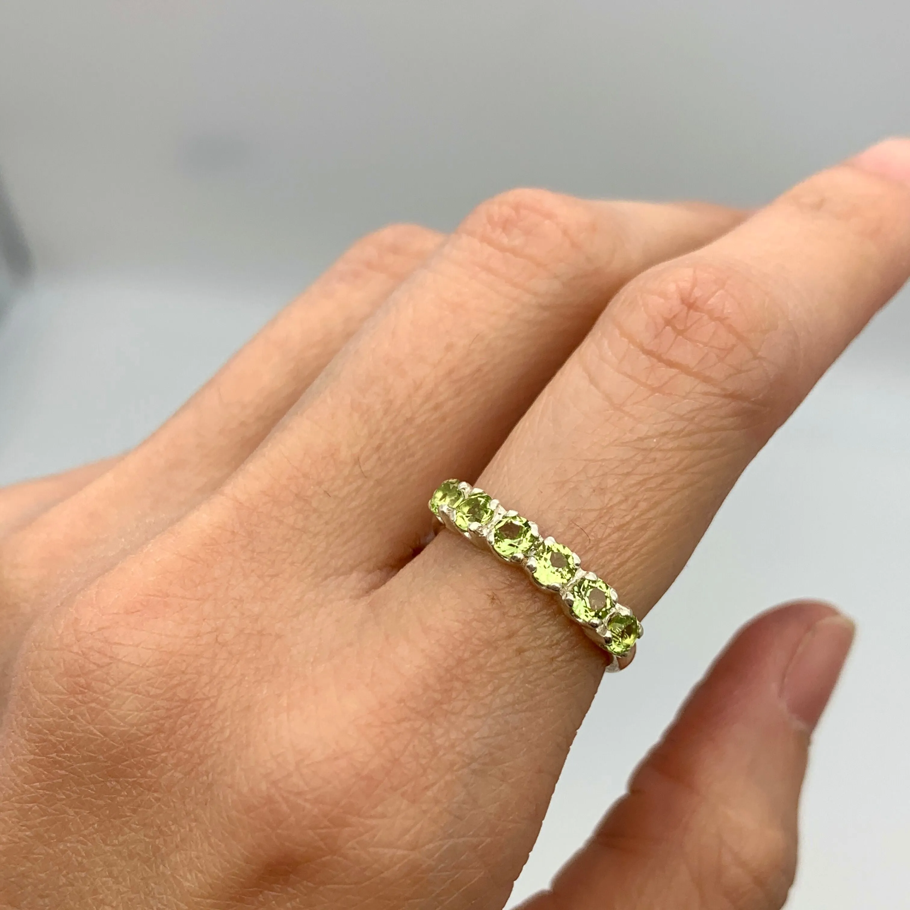 Peridot Ring - Half Eternity Ring - August Birthstone Ring