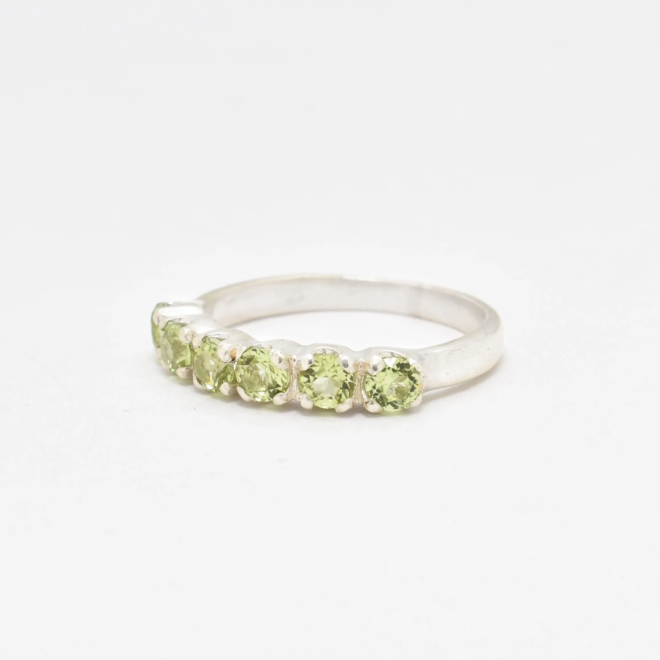 Peridot Ring - Half Eternity Ring - August Birthstone Ring