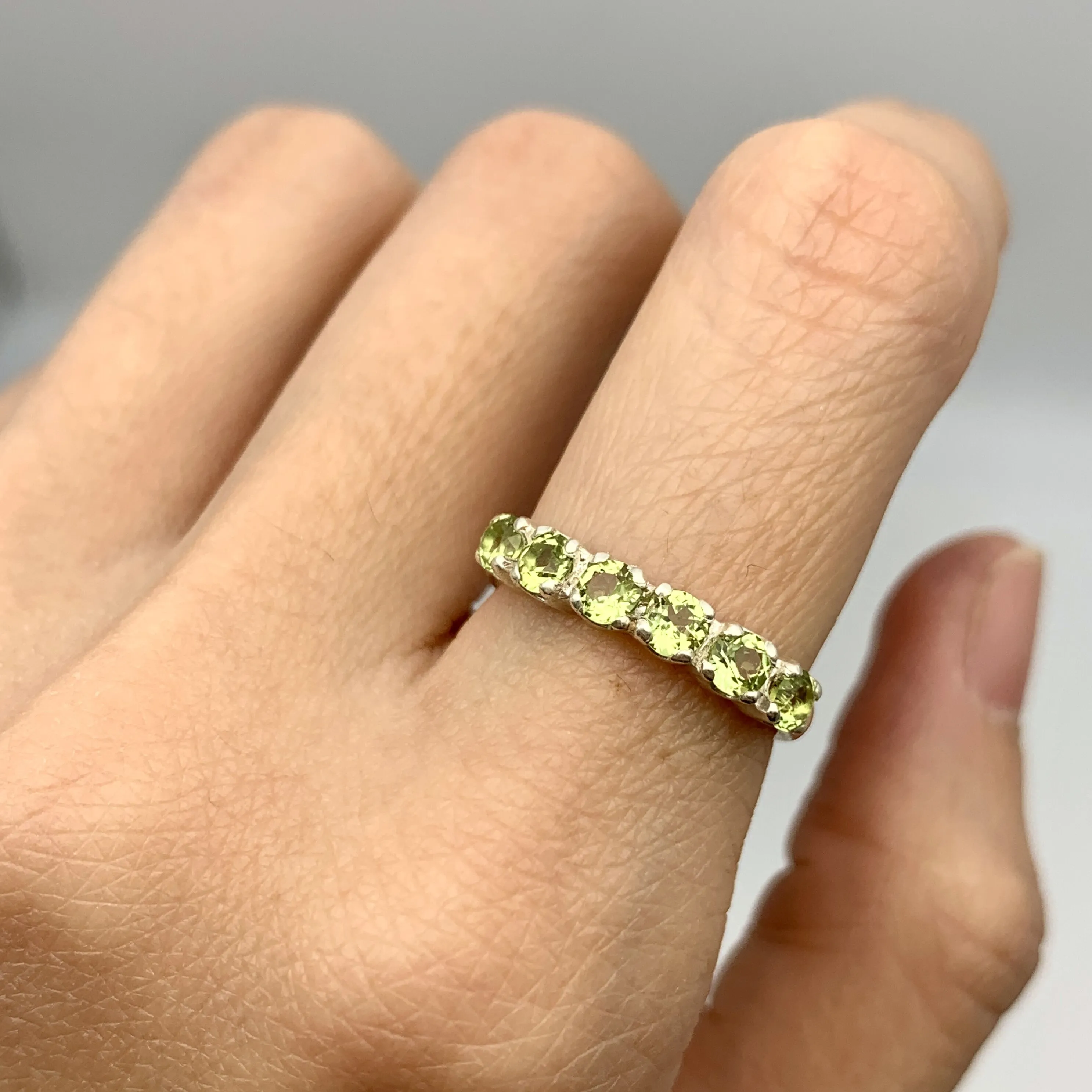 Peridot Ring - Half Eternity Ring - August Birthstone Ring