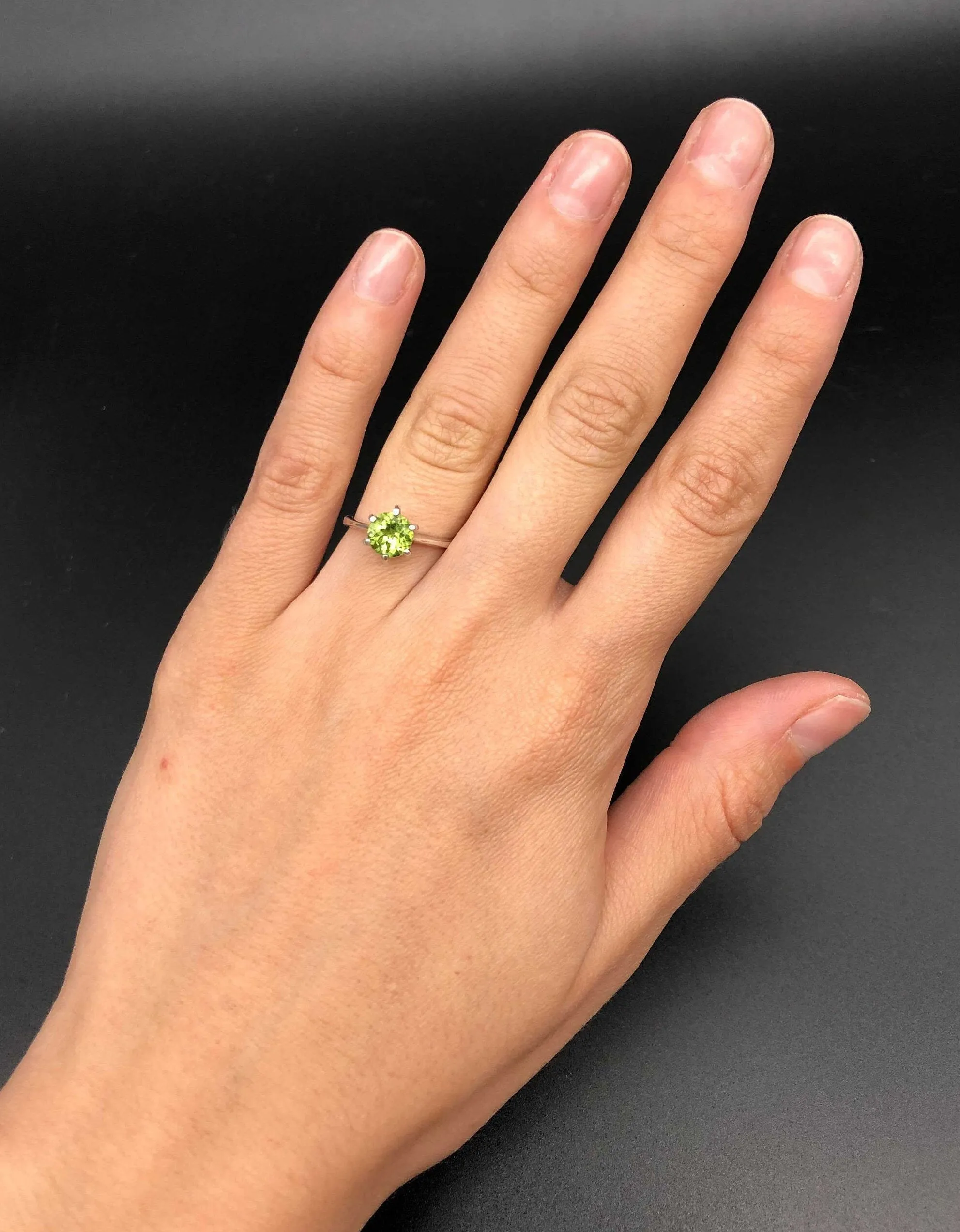 Peridot Ring - Round Green Ring - Classic Promise Ring