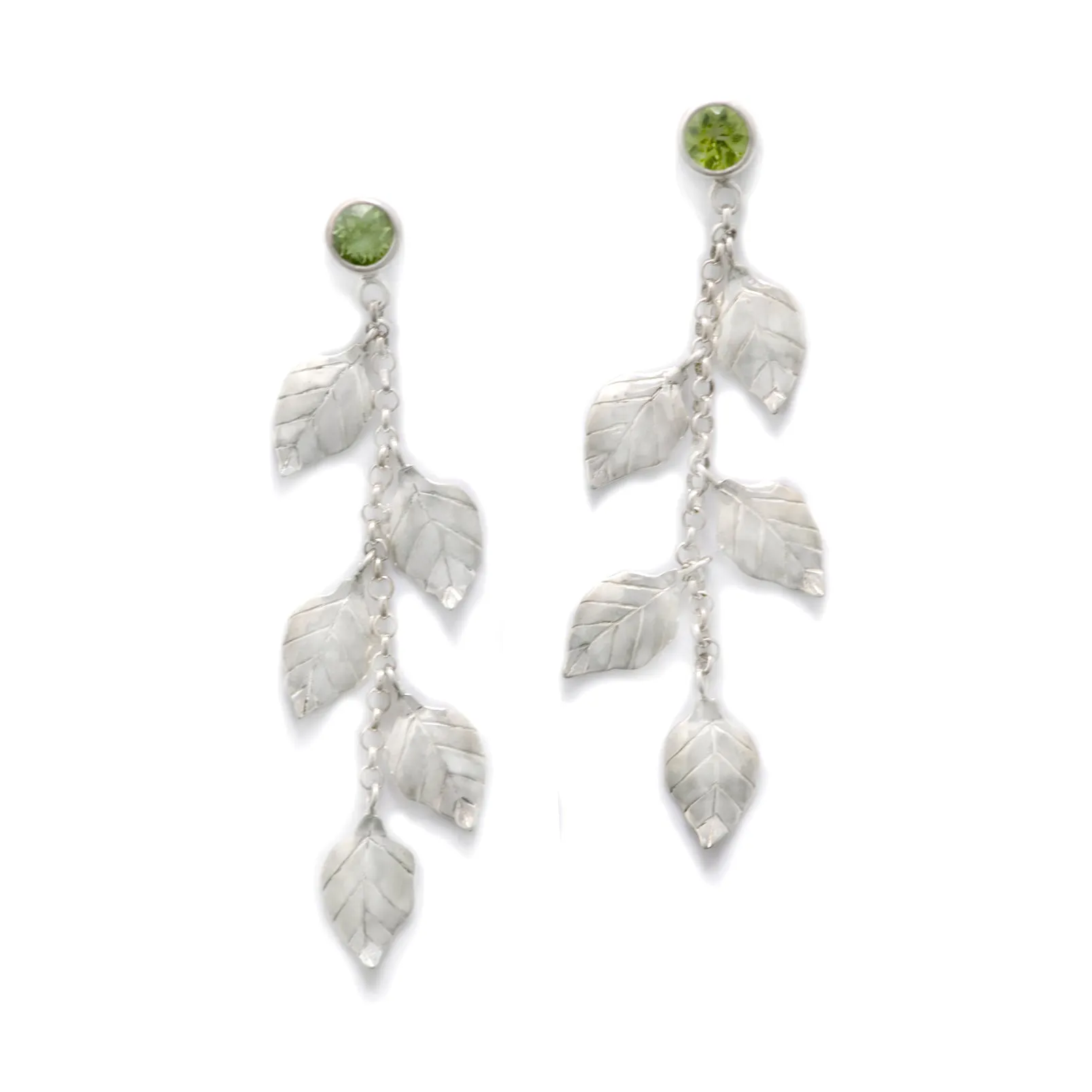 Peridot Summer Leaves Dangling Earrings