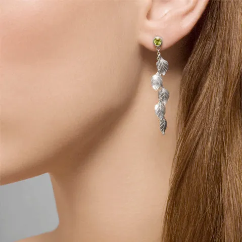 Peridot Summer Leaves Dangling Earrings