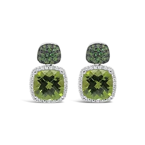 Peridot, Tsavorite & Diamond Earrings