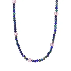 Phoenix Blue Freshwater Pearl Handmade Necklace with Delicate Collarbone Chain
