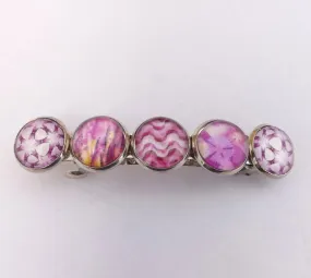 Pink & Lilac Silver Tone Dome Barrette Hairclip