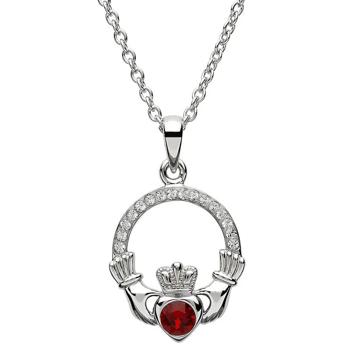 Platinum Plated January Claddagh Pendant