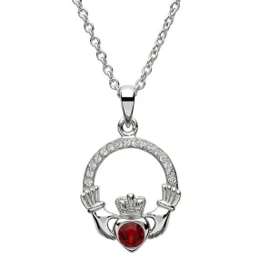 Platinum Plated January Claddagh Pendant