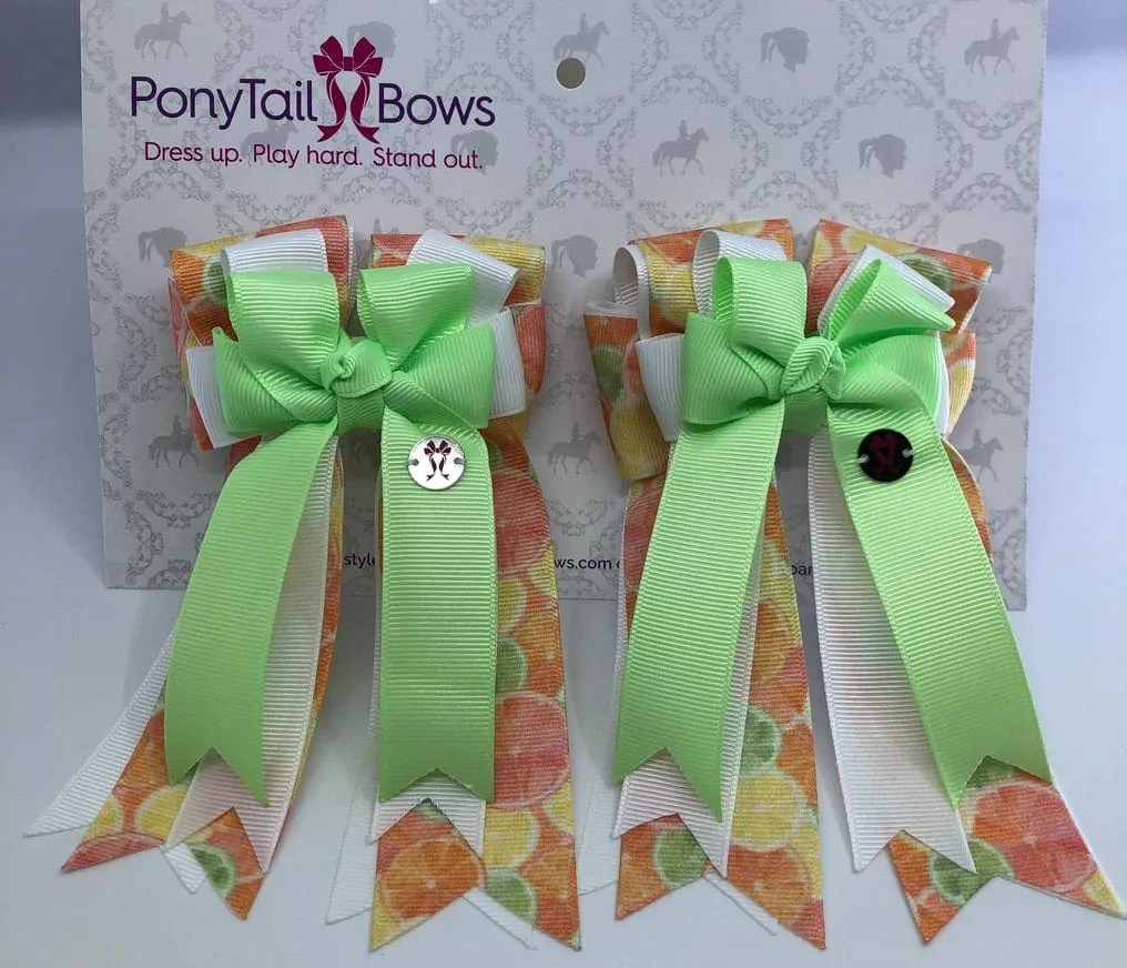 PonyTail Bows- Citrus-Mint