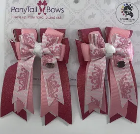 PonyTail Bows- Pink Crowns