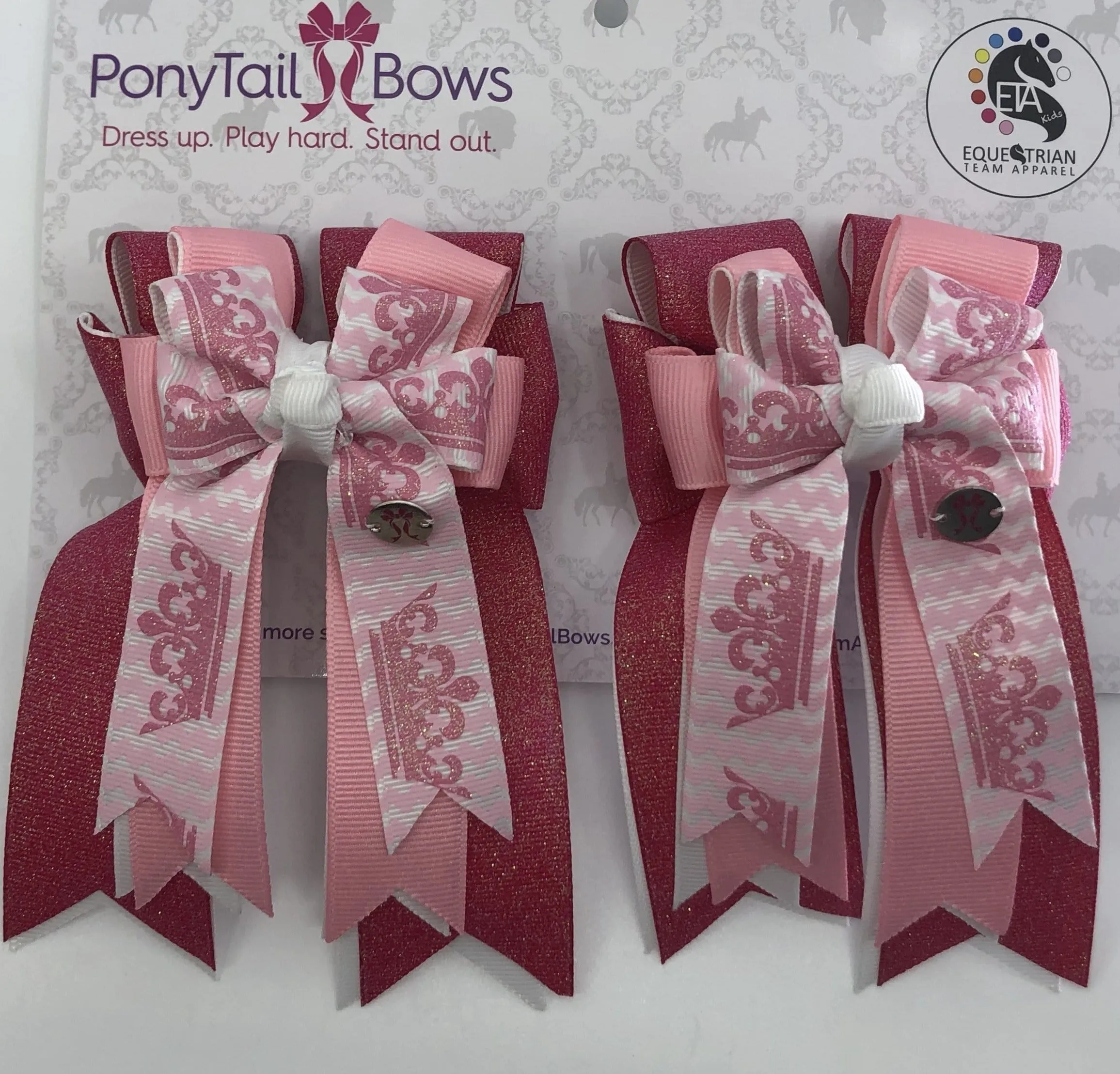 PonyTail Bows- Pink Crowns