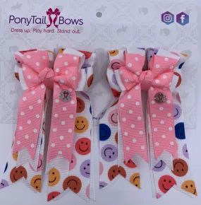 PonyTail Bows- Pink Smiley