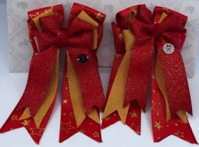 PonyTail Bows- Starry Night Red