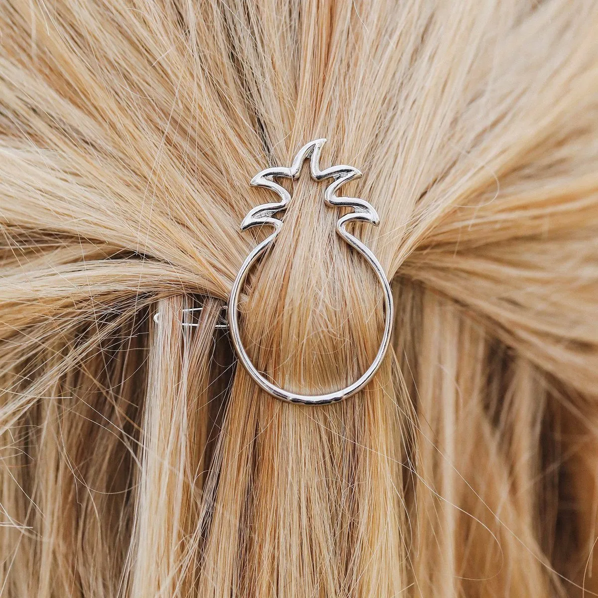 PURA VIDA PINEAPPLE HAIR BARRETTE SILVER
