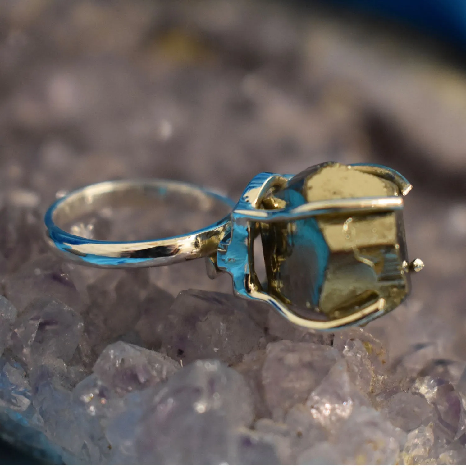 Pyrite Re-sizable Ring (925) Sterling Silver