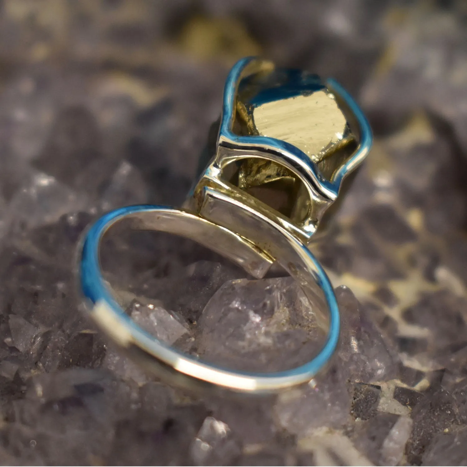 Pyrite Re-sizable Ring (925) Sterling Silver