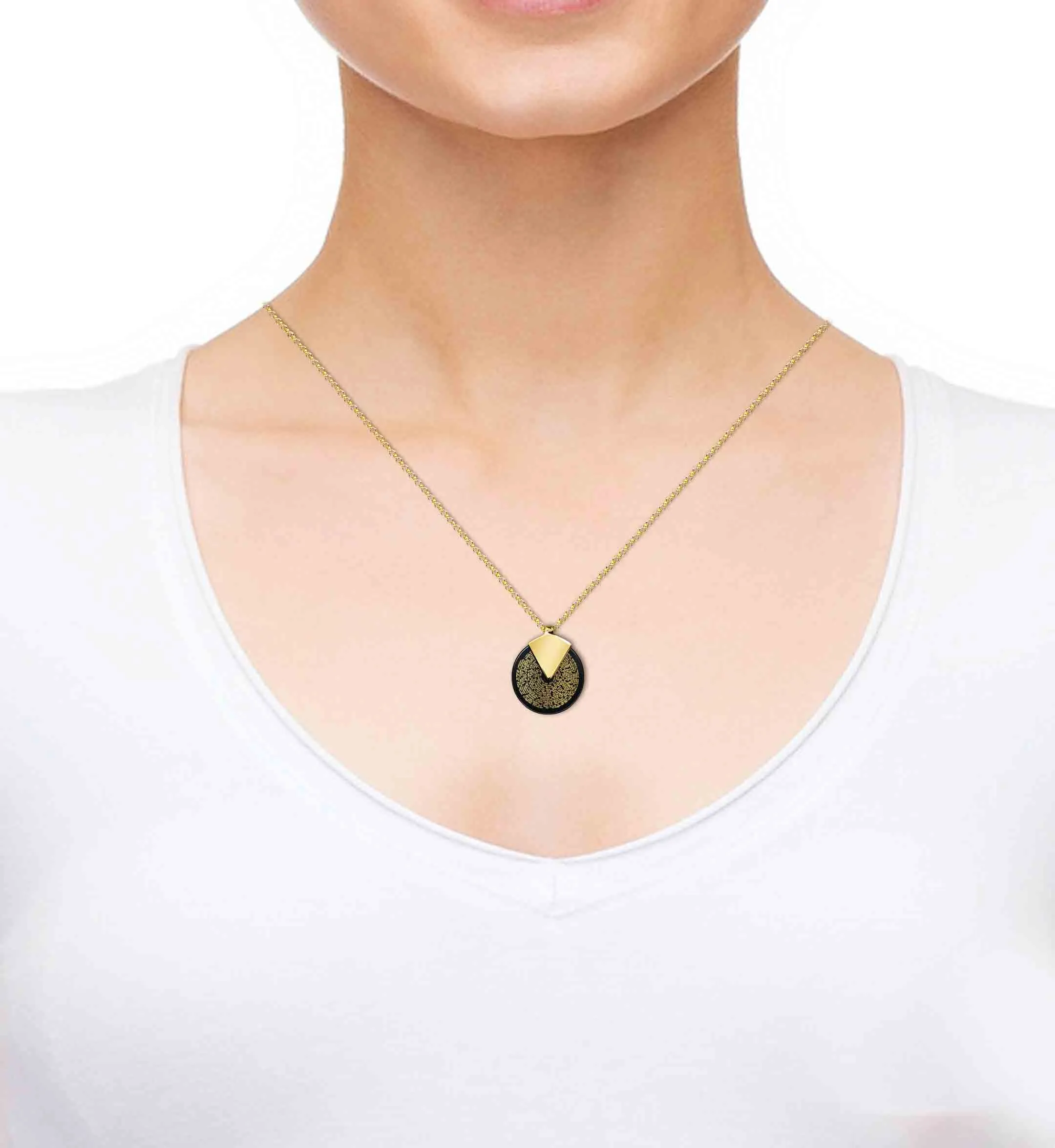 "I Love You" in 120 Languages, Silver Gold Plated Necklace, Onyx
