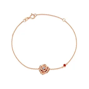 "My Rose" Flower Ruby 14K Rose Gold Bracelet