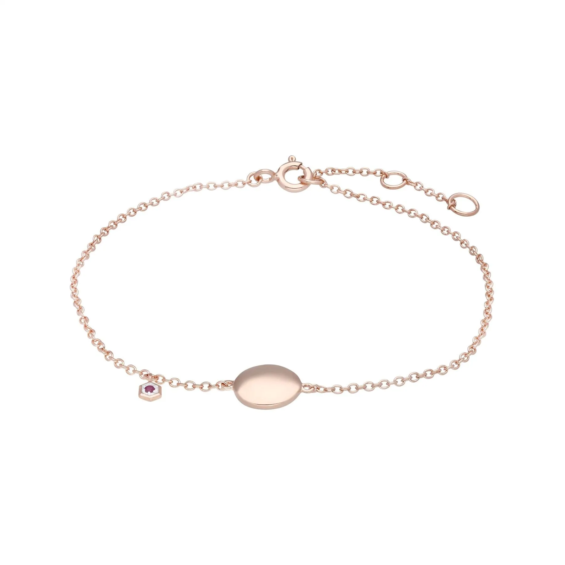Rubin Gravur Armband in Rose Vergoldetem Sterling Silber