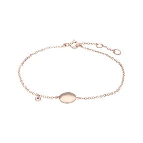 Rubin Gravur Armband in Rose Vergoldetem Sterling Silber