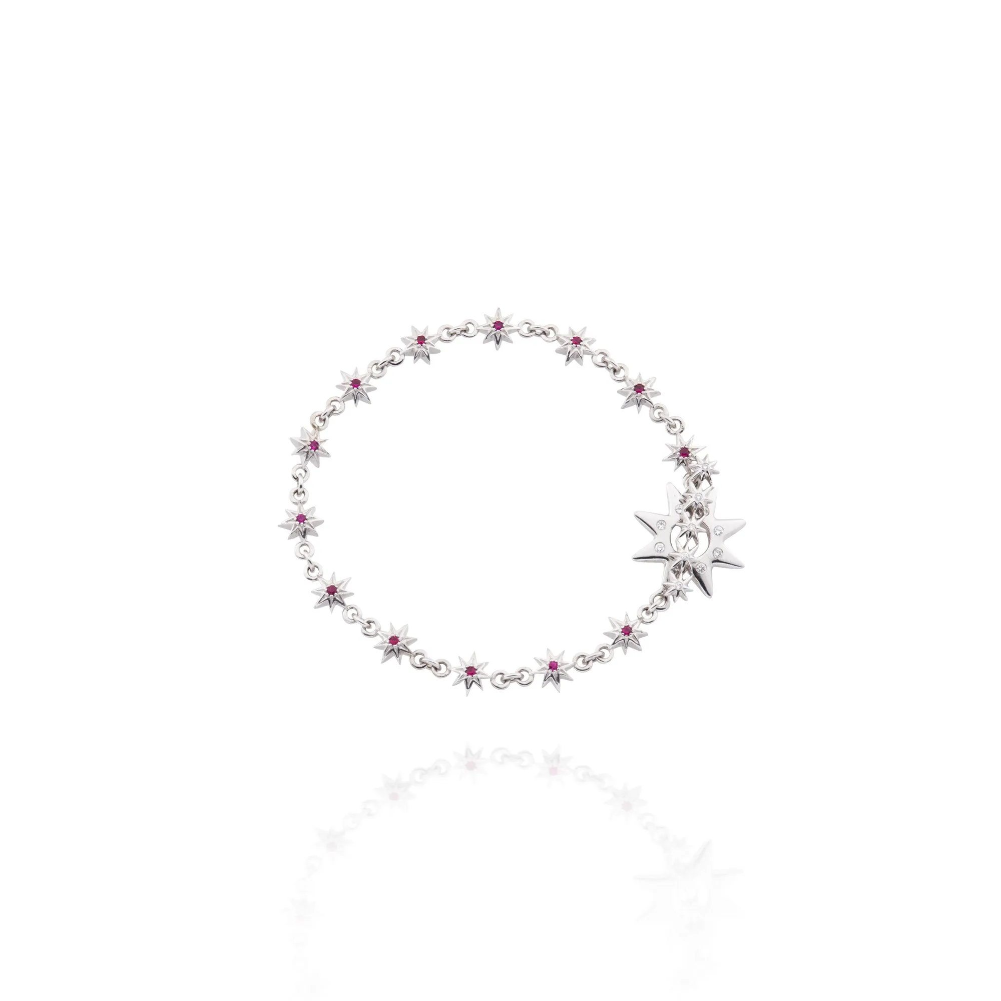 Ruby and Diamond small Sunburst section Bracelet