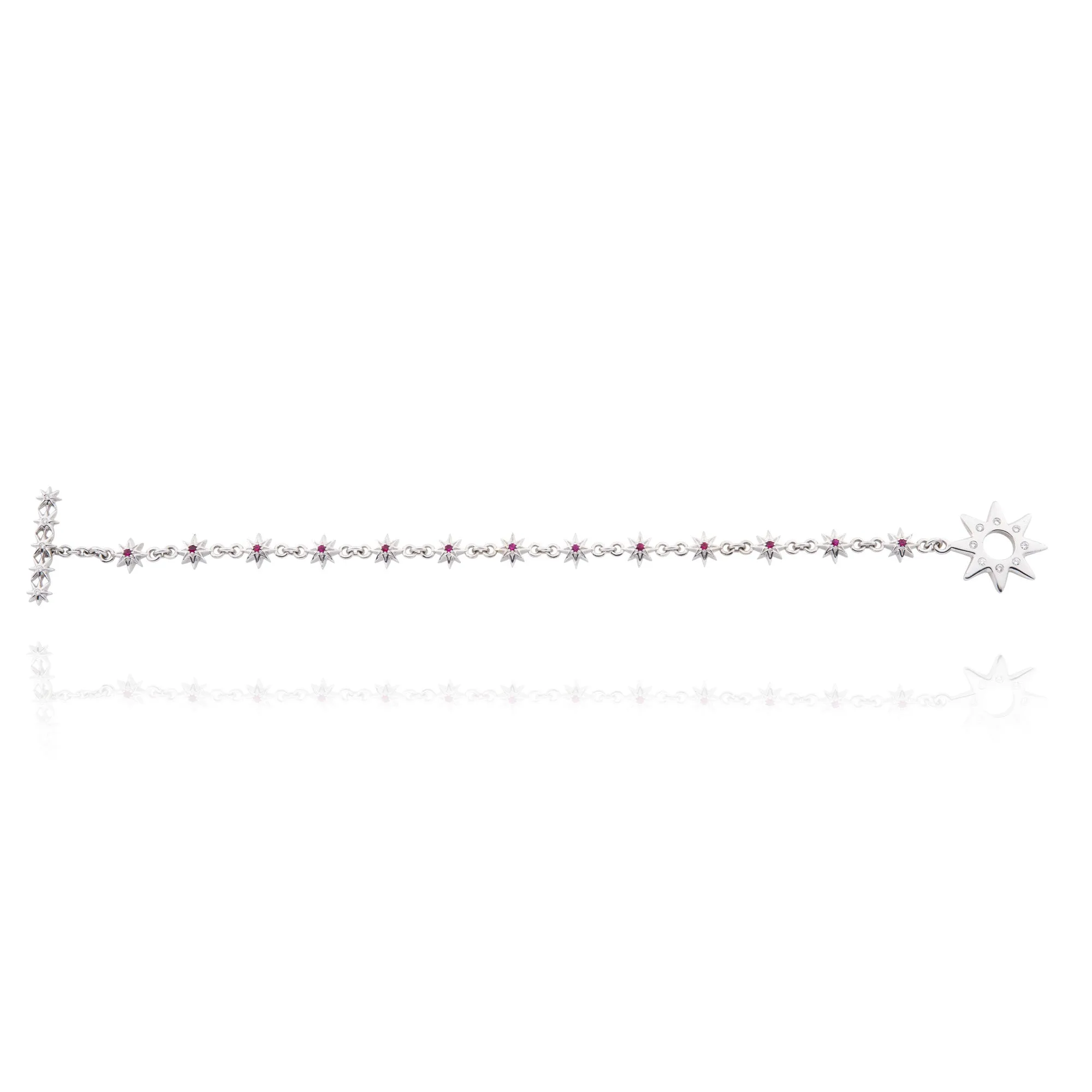 Ruby and Diamond small Sunburst section Bracelet