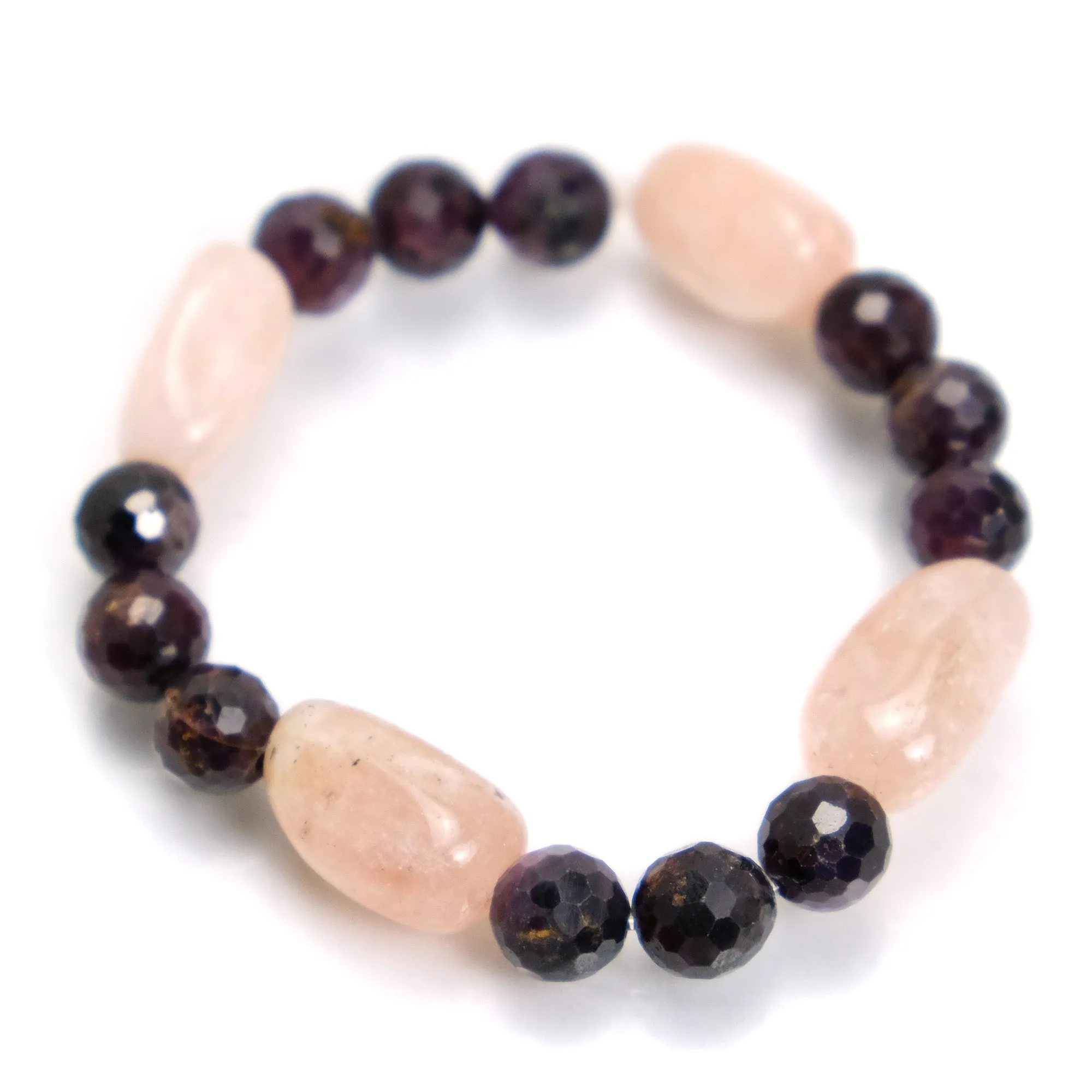 Ruby   Morganite Stretch Bracelet on Elastic Cord
