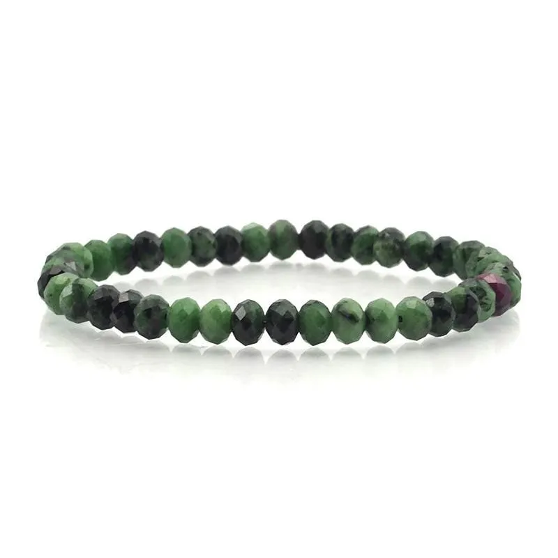 Ruby Zoisite Faceted Rondelles Stretch Bracelet 6mm
