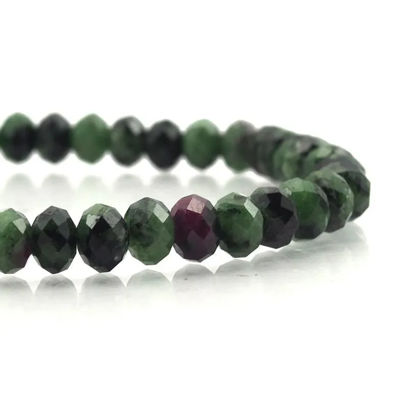 Ruby Zoisite Faceted Rondelles Stretch Bracelet 6mm