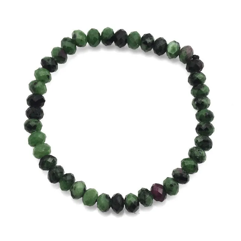 Ruby Zoisite Faceted Rondelles Stretch Bracelet 6mm