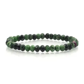Ruby Zoisite Faceted Rondelles Stretch Bracelet 6mm