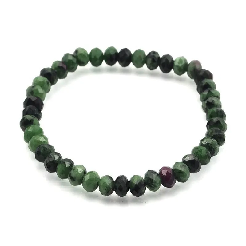 Ruby Zoisite Faceted Rondelles Stretch Bracelet 6mm