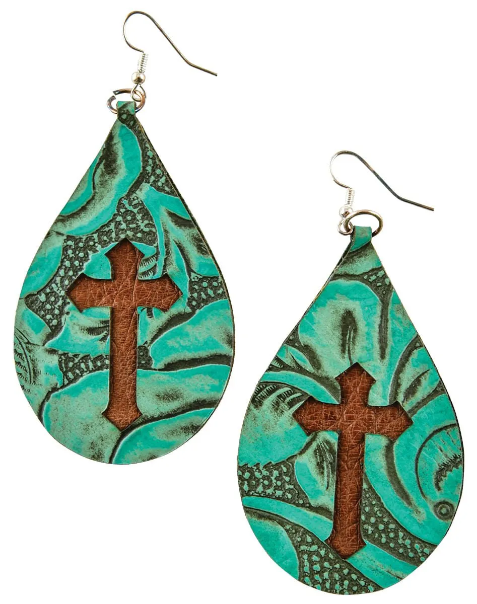 San Saba Cross Teardrop Earrings