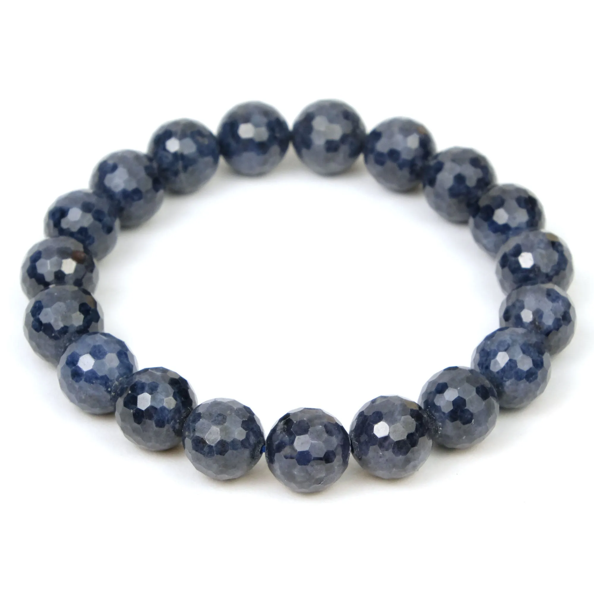 Sapphire Faceted Stretch Bracelet 10mm