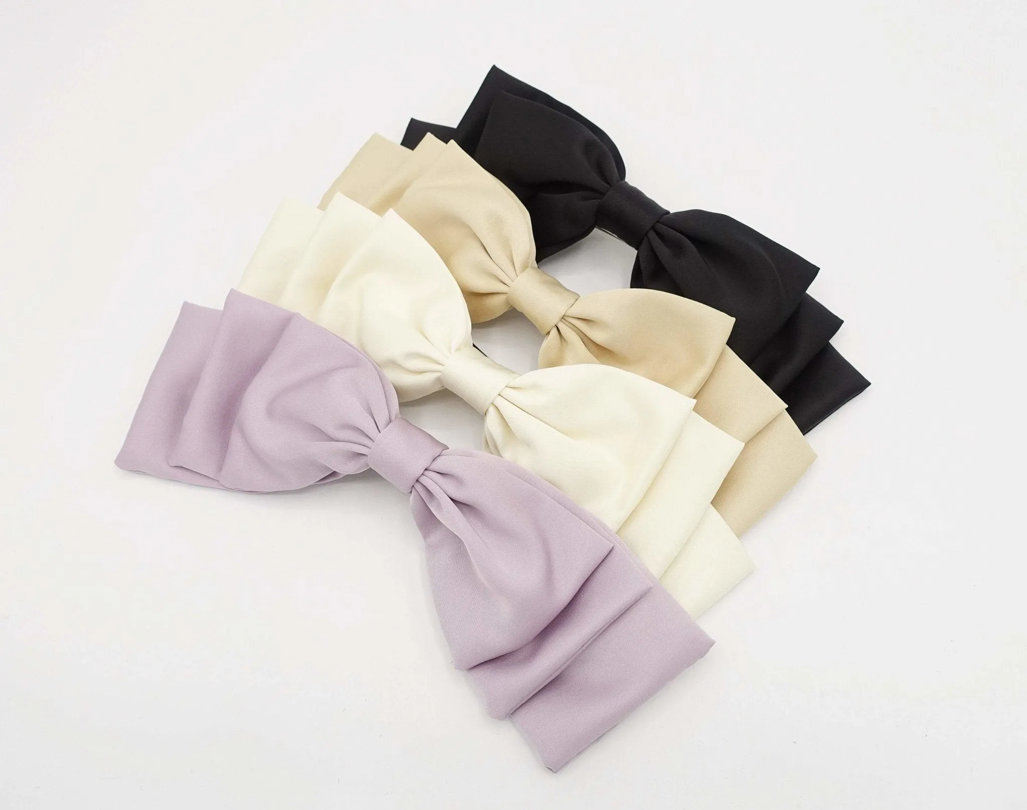 satin double stacked hair bow for women