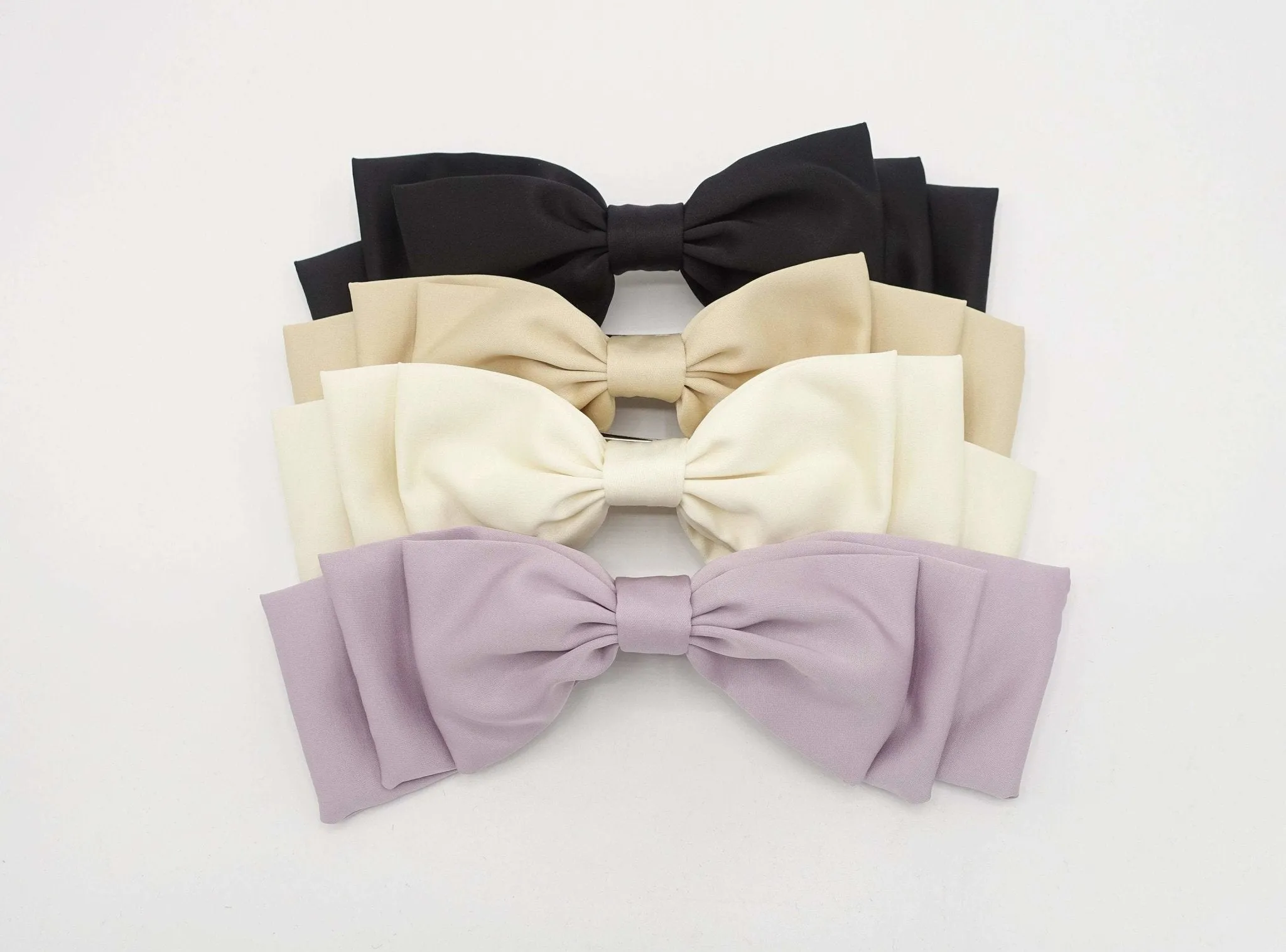 satin double stacked hair bow for women
