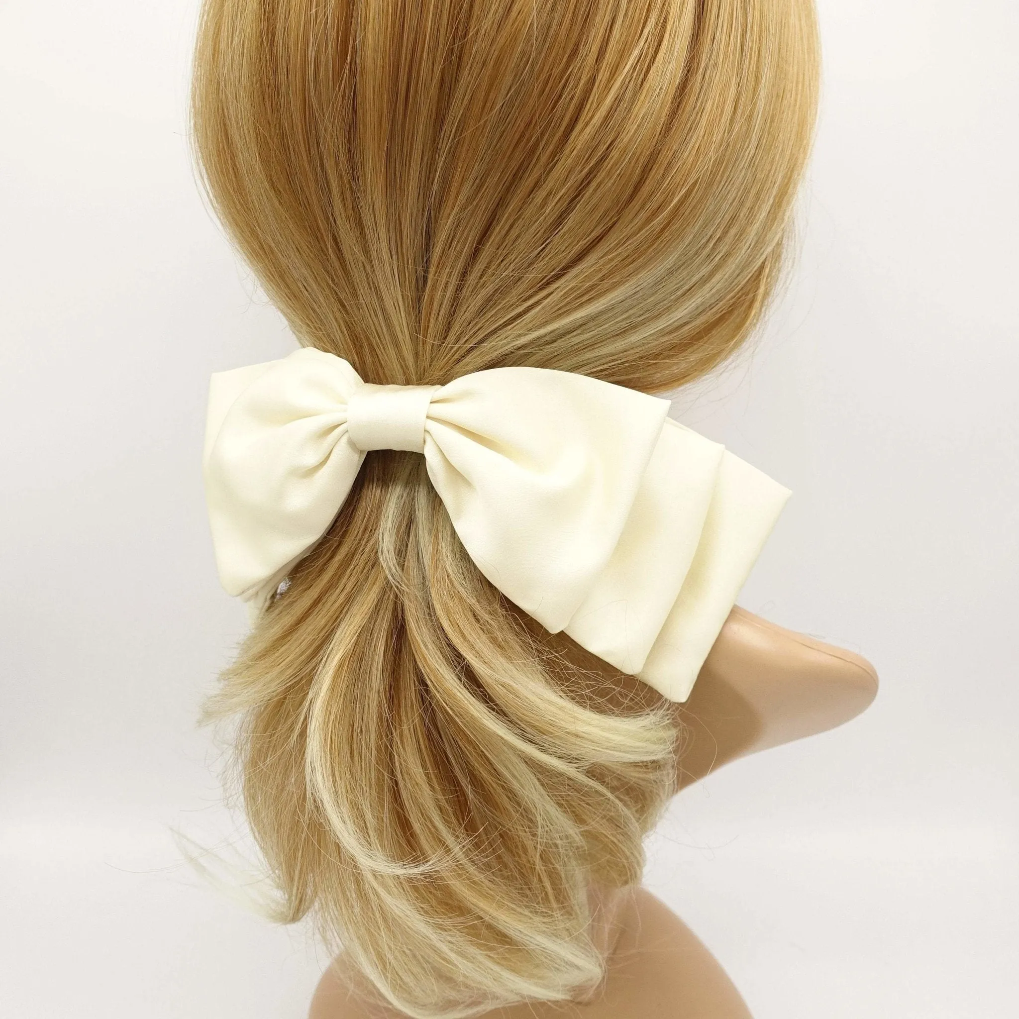 satin double stacked hair bow for women
