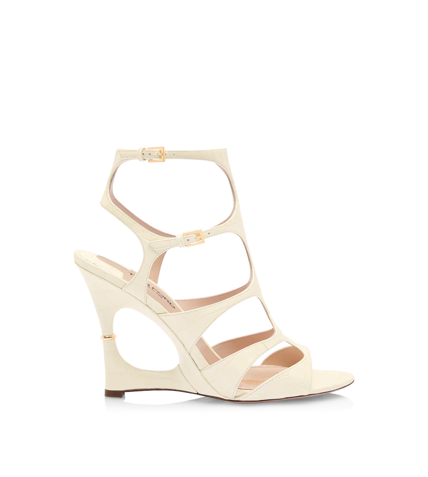 Shiny Stamped Crocodile Leather Paradis Cage Sandal