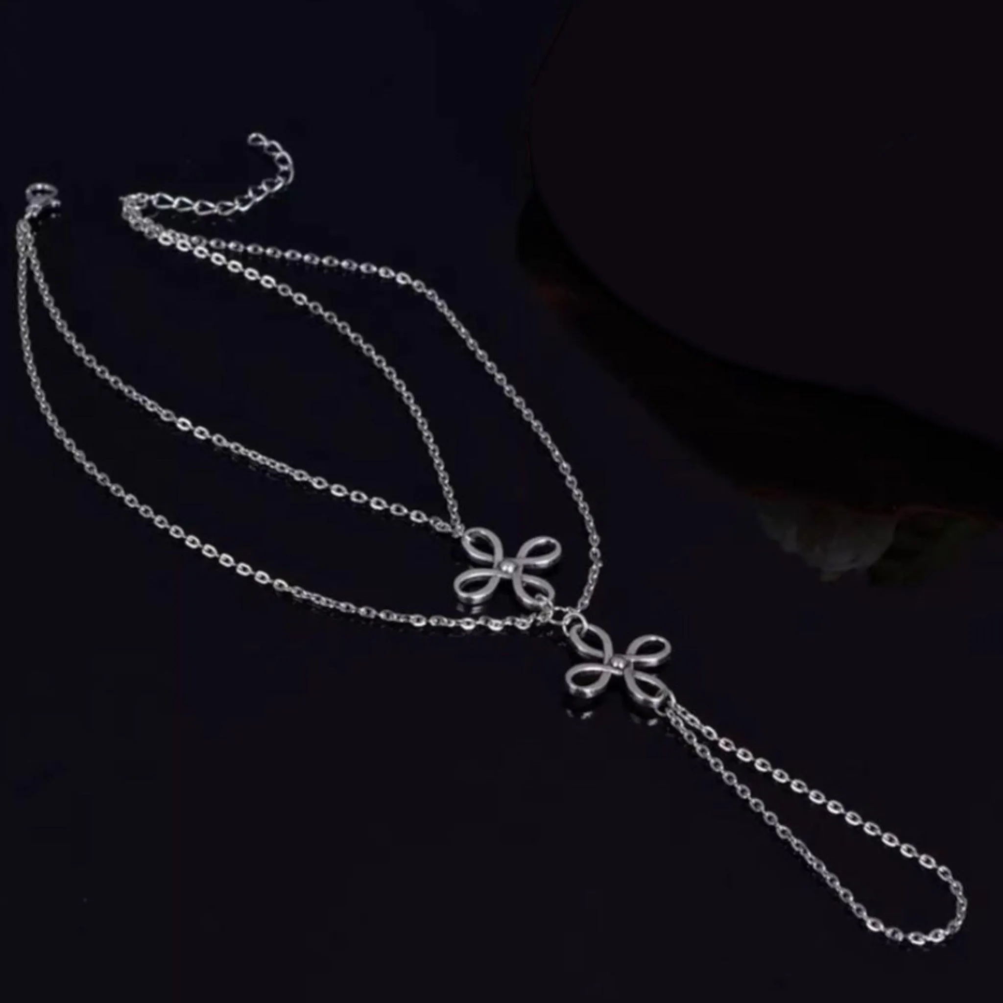 Silver Charming Anklets Set