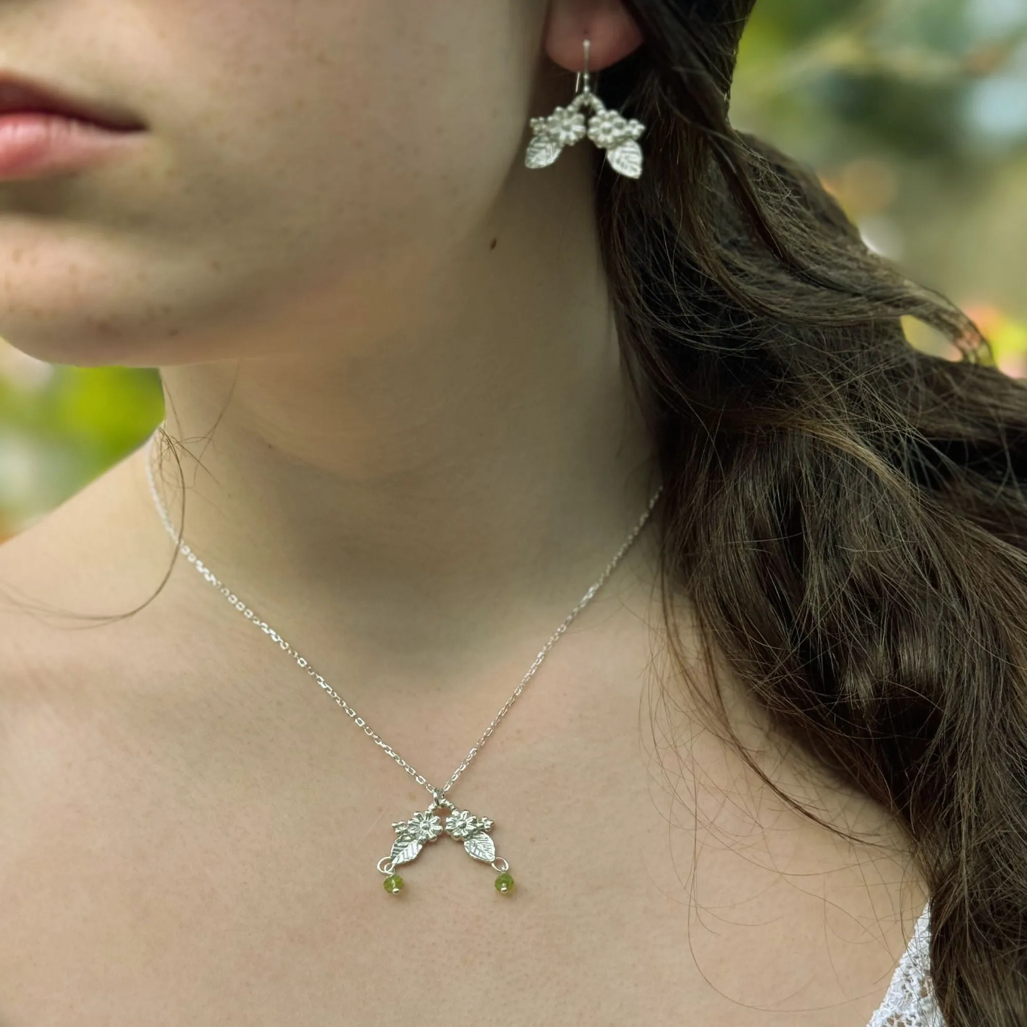 Silver Elven Blossom Sprig Earrings