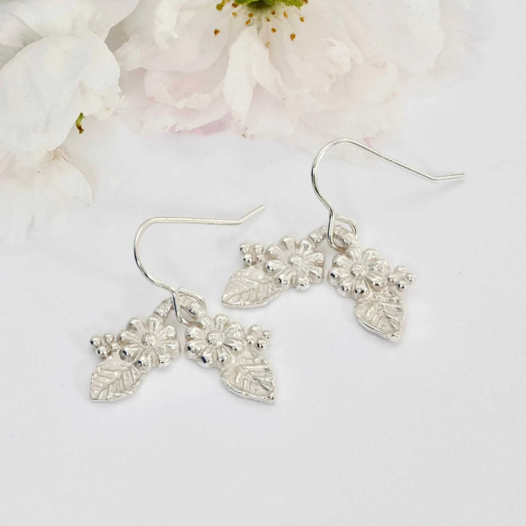 Silver Elven Blossom Sprig Earrings