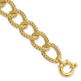 Silver Gold-plated Polished Textured Bracelet