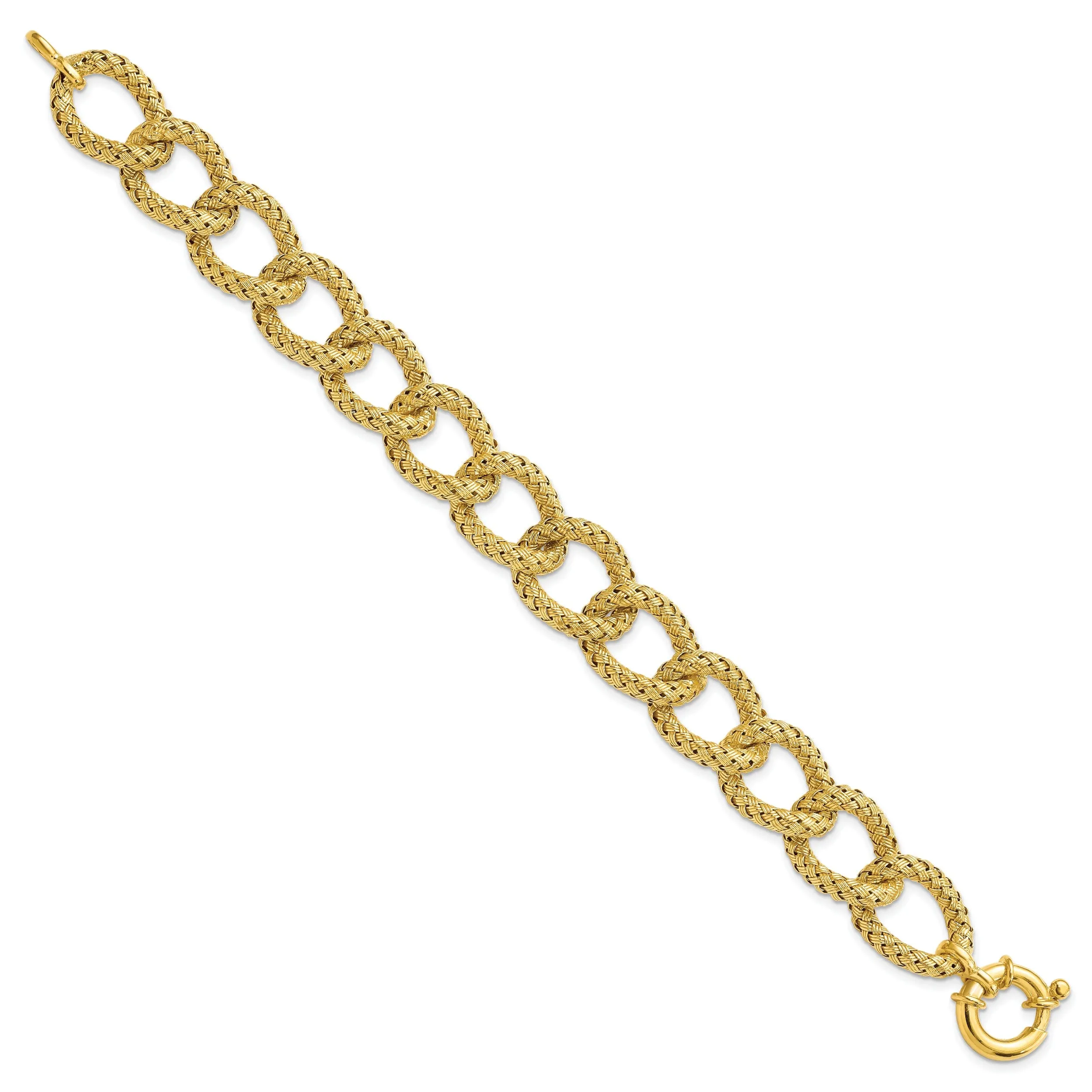 Silver Gold-plated Polished Textured Bracelet