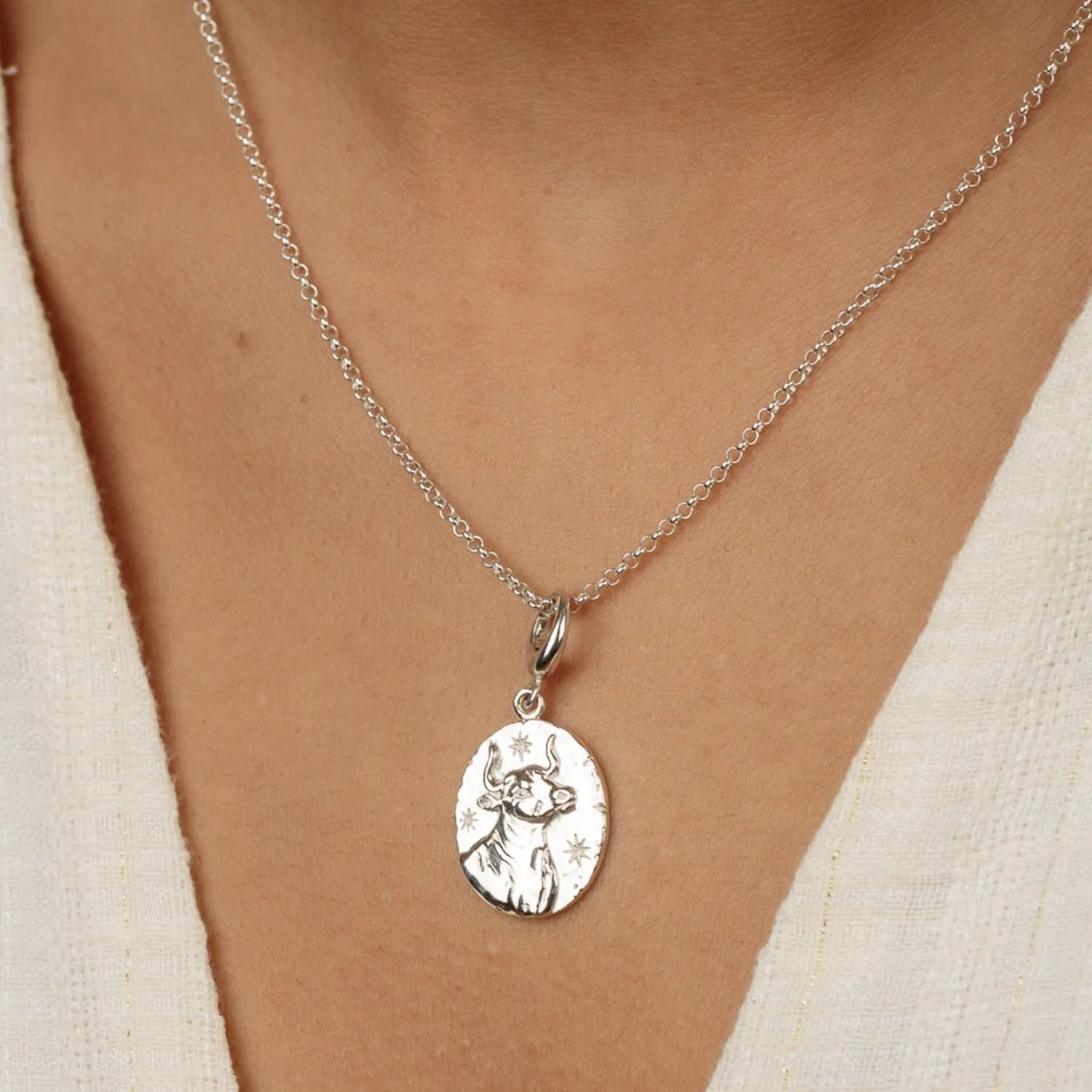 Silver Taurus Zodiac Charm
