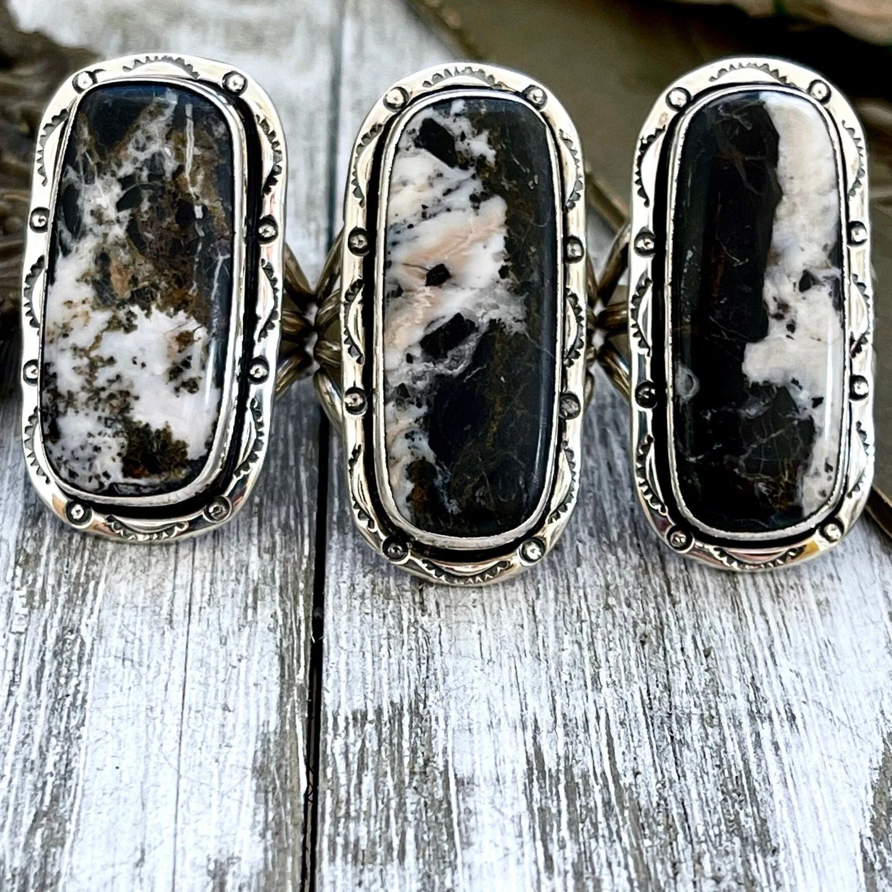 Size 10 Stunning White Buffalo Statement Ring Set in Sterling Silver / Curated by FOXLARK Collection