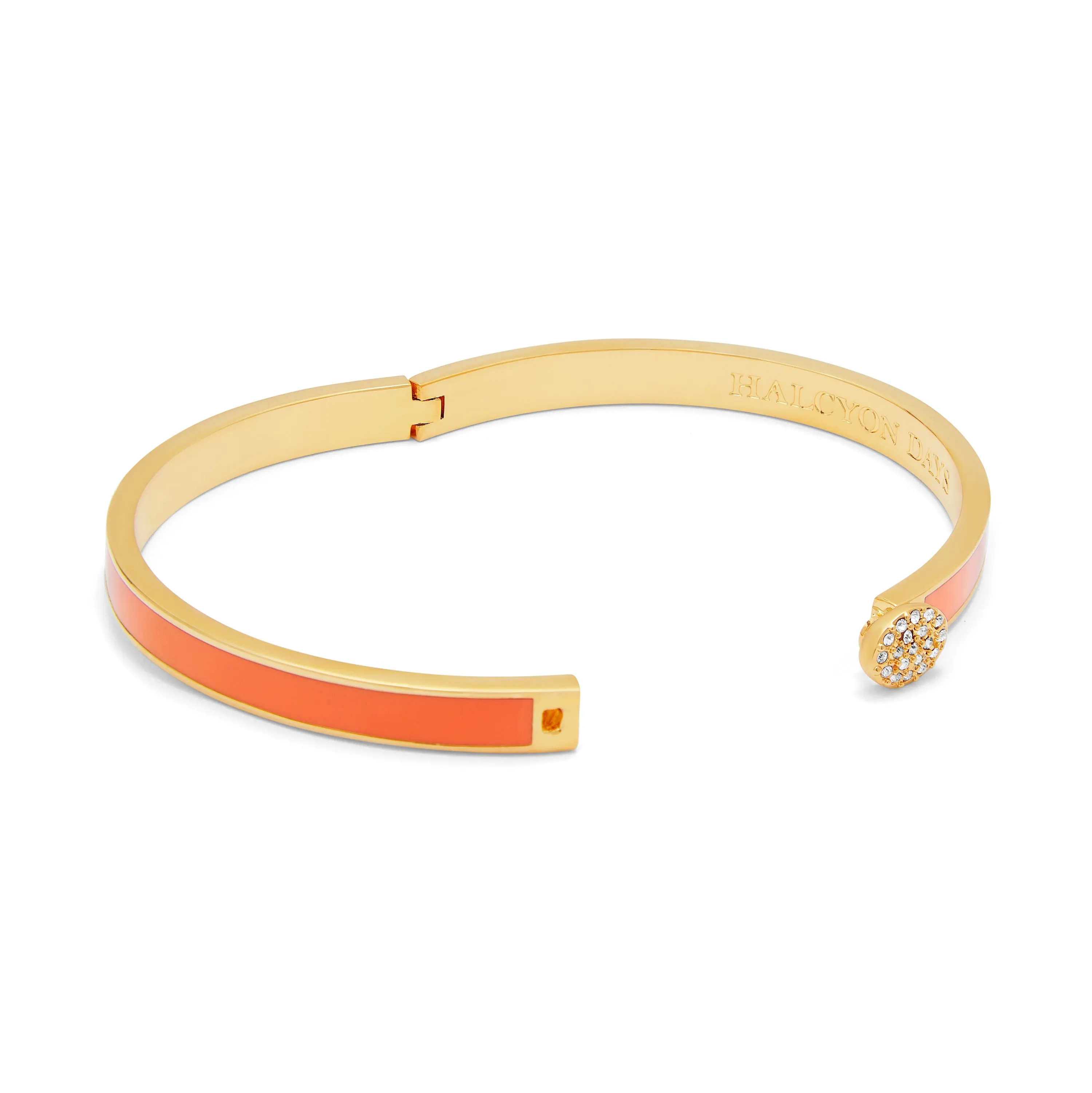 Skinny Pave Button Orange & Gold Bangle